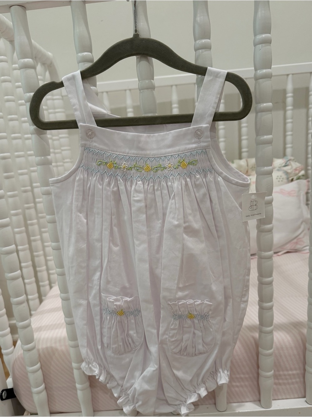 Little English White Smocked Flower Romper for Kids (24M)